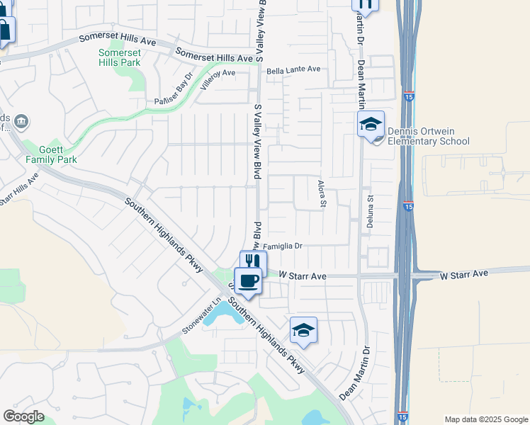 map of restaurants, bars, coffee shops, grocery stores, and more near 11099 Mezzana Street in Las Vegas