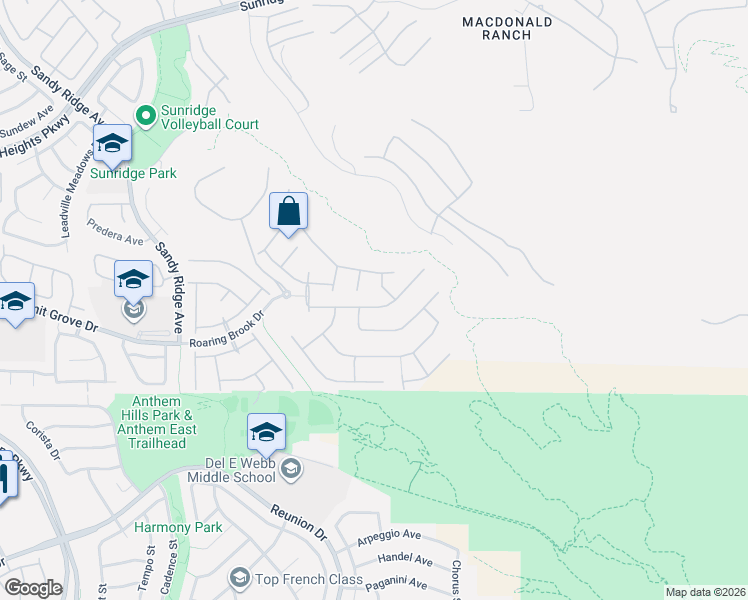 map of restaurants, bars, coffee shops, grocery stores, and more near 2170 Montana Pine Drive in Henderson