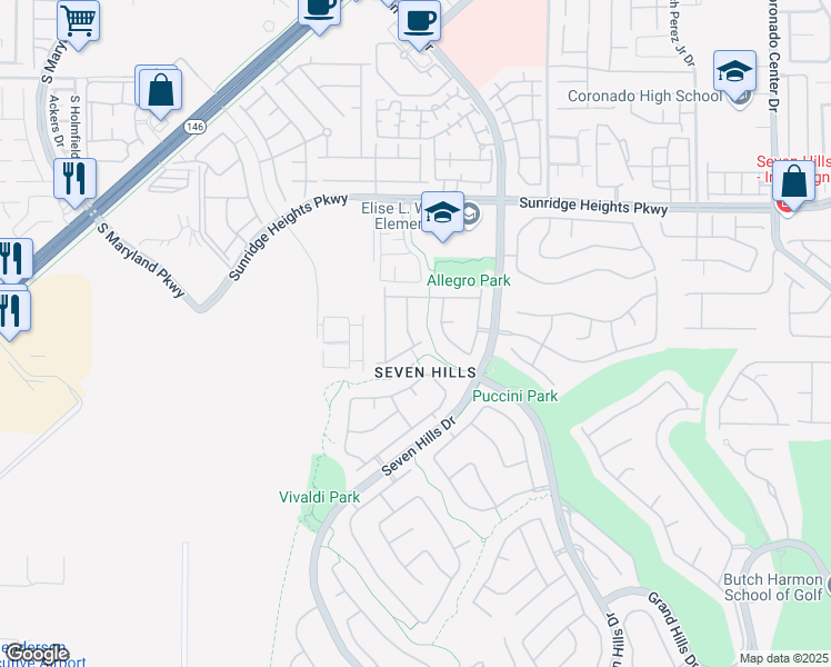 map of restaurants, bars, coffee shops, grocery stores, and more near 1132 Majestic Canyon Street in Henderson