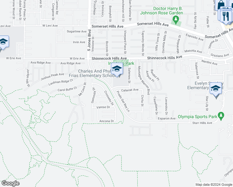 map of restaurants, bars, coffee shops, grocery stores, and more near 11113 Prado Del Rey Lane in Las Vegas