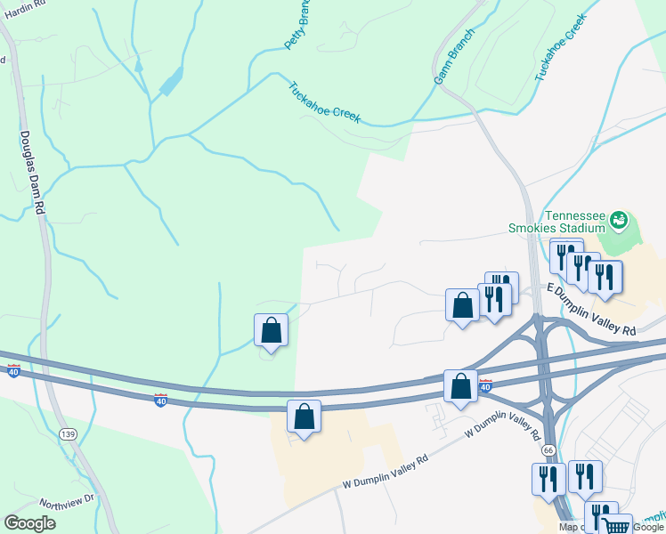 map of restaurants, bars, coffee shops, grocery stores, and more near 319 Emma Victoria Way in Kodak