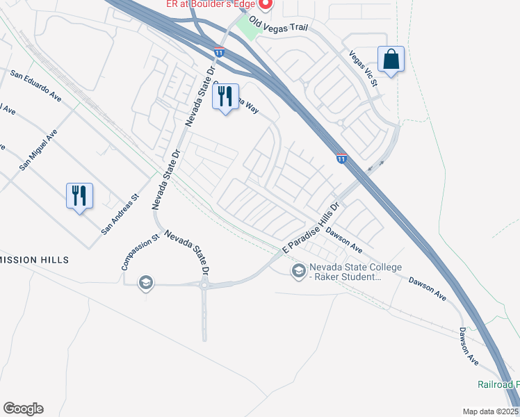 map of restaurants, bars, coffee shops, grocery stores, and more near 1148 Desert Mountain Drive in Henderson