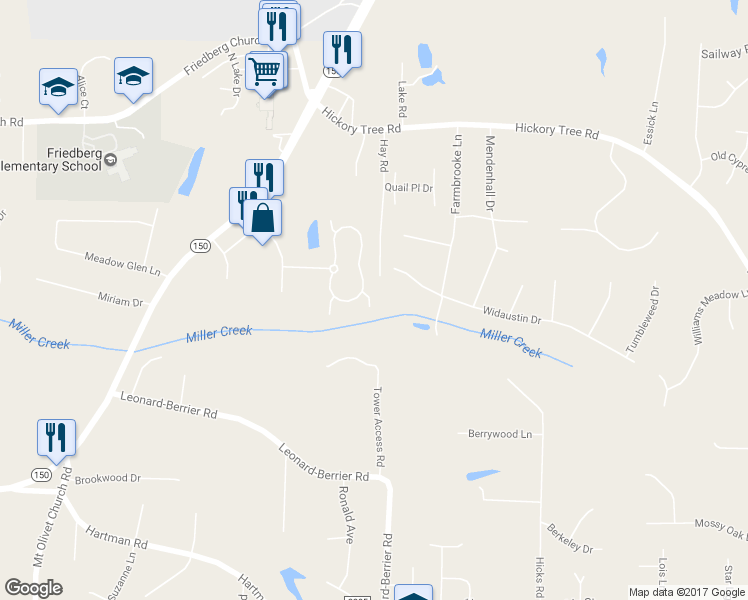 map of restaurants, bars, coffee shops, grocery stores, and more near 137 Englewood Court in Winston-Salem