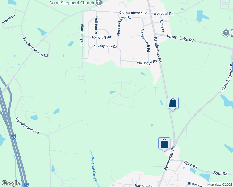 map of restaurants, bars, coffee shops, grocery stores, and more near 4900 Peppercorn Lane in Greensboro