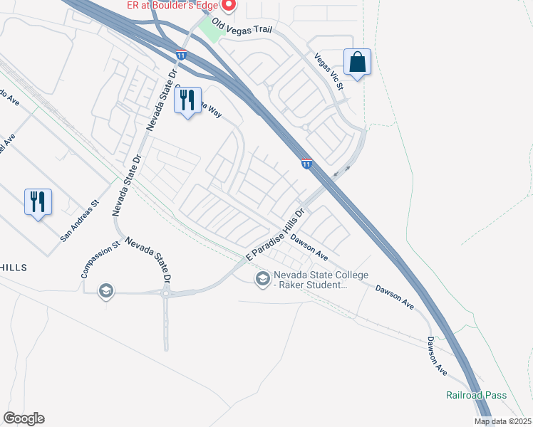 map of restaurants, bars, coffee shops, grocery stores, and more near 1113 Elation Lane in Henderson