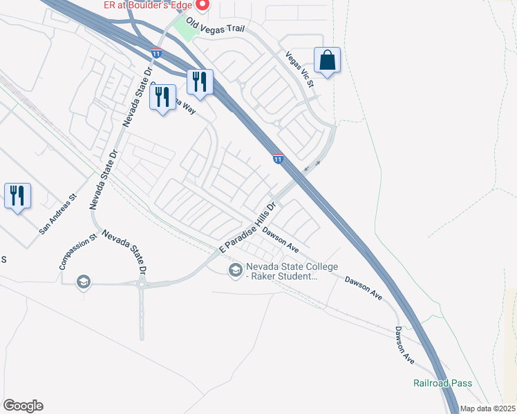 map of restaurants, bars, coffee shops, grocery stores, and more near 1098 Elation Lane in Henderson