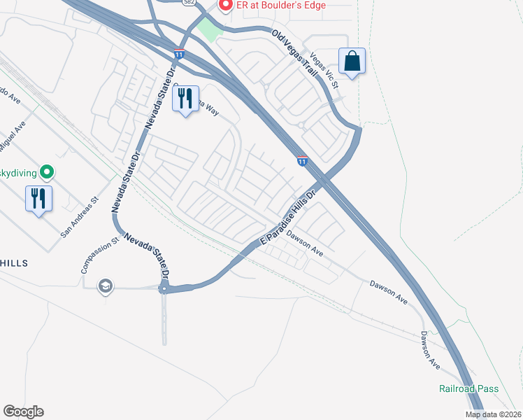 map of restaurants, bars, coffee shops, grocery stores, and more near 1098 Elation Lane in Henderson
