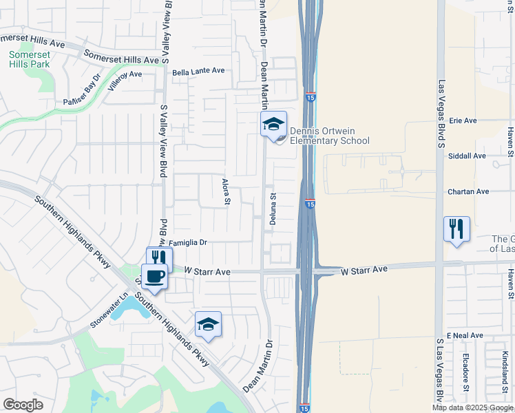 map of restaurants, bars, coffee shops, grocery stores, and more near 11087 Deluna Street in Las Vegas