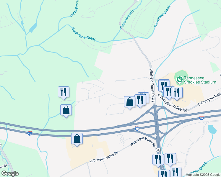 map of restaurants, bars, coffee shops, grocery stores, and more near 168 Bass Pro Drive in Kodak