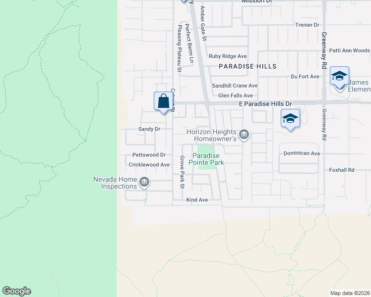 map of restaurants, bars, coffee shops, grocery stores, and more near 1130 Grove Park Street in Henderson