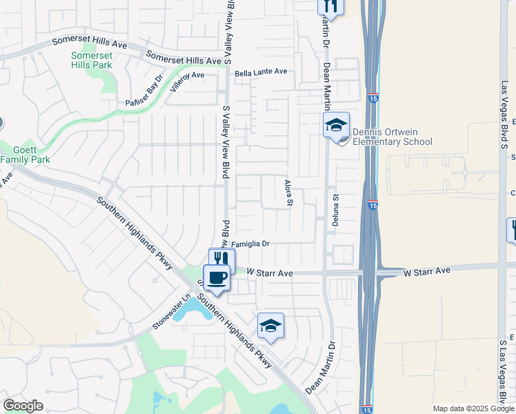map of restaurants, bars, coffee shops, grocery stores, and more near 11123 Romola Street in Las Vegas
