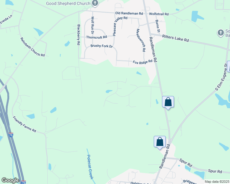 map of restaurants, bars, coffee shops, grocery stores, and more near 4900 Peppercorn Lane in Greensboro