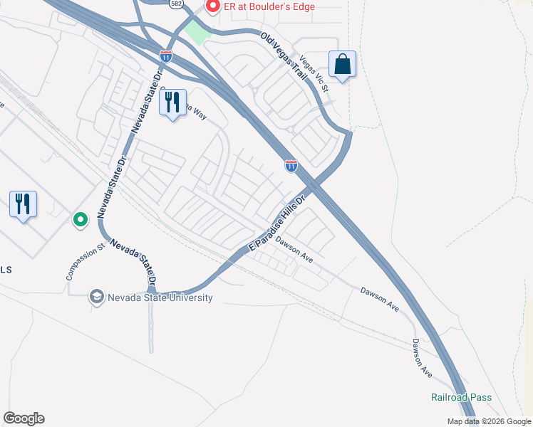 map of restaurants, bars, coffee shops, grocery stores, and more near 1098 Elation Lane in Henderson