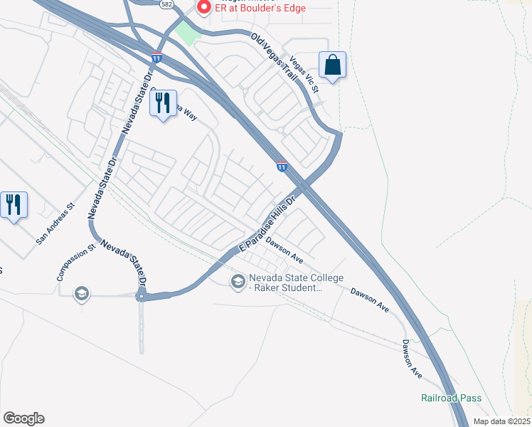 map of restaurants, bars, coffee shops, grocery stores, and more near 1090 Sheer Paradise Lane in Henderson