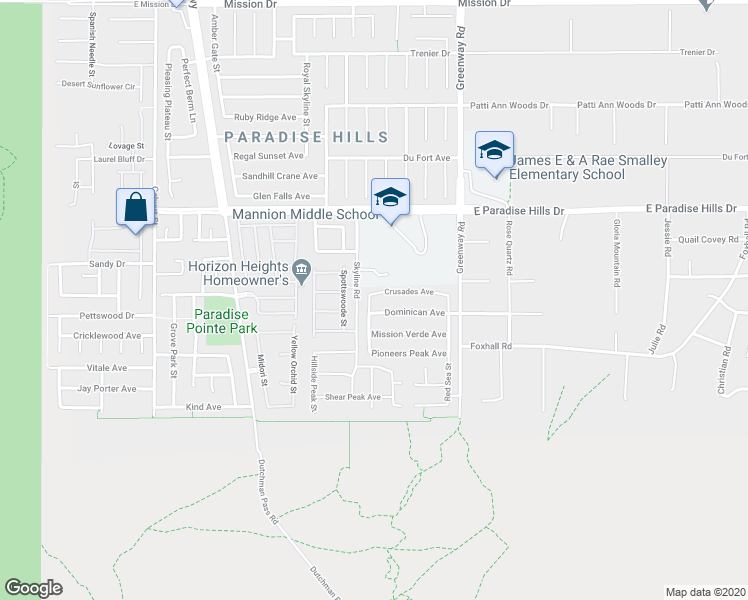 map of restaurants, bars, coffee shops, grocery stores, and more near 207 Crusades Avenue in Henderson