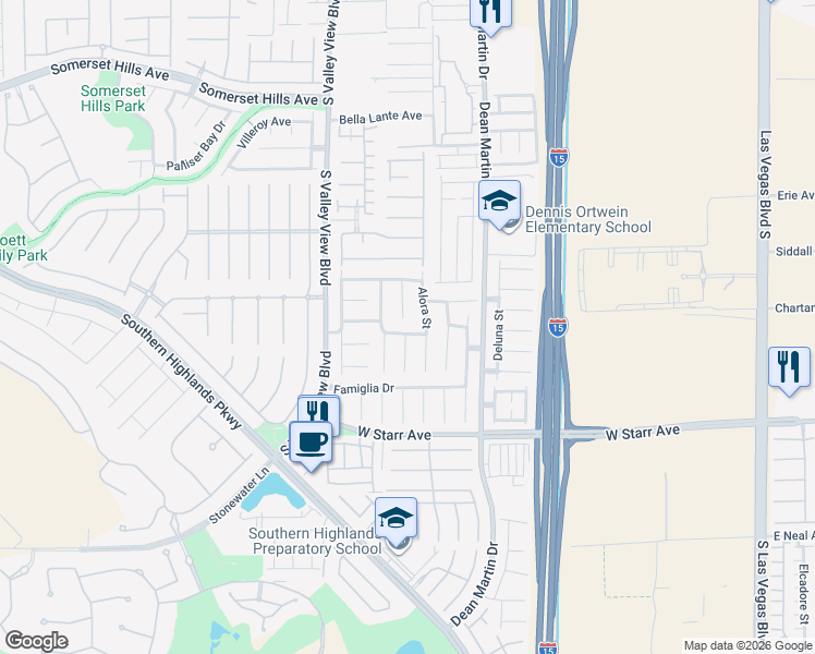 map of restaurants, bars, coffee shops, grocery stores, and more near 3496 Cassaluce Avenue in Las Vegas