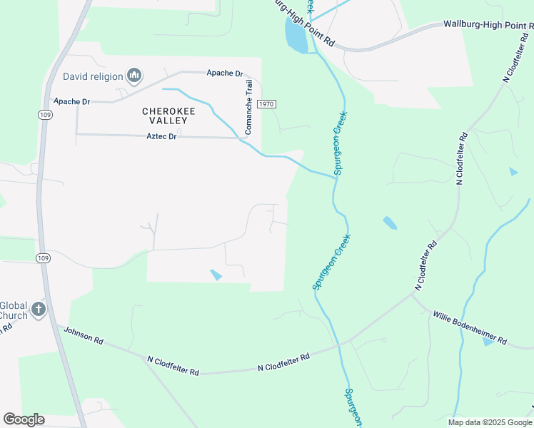 map of restaurants, bars, coffee shops, grocery stores, and more near 968 Stoney Ridge Road in Winston-Salem