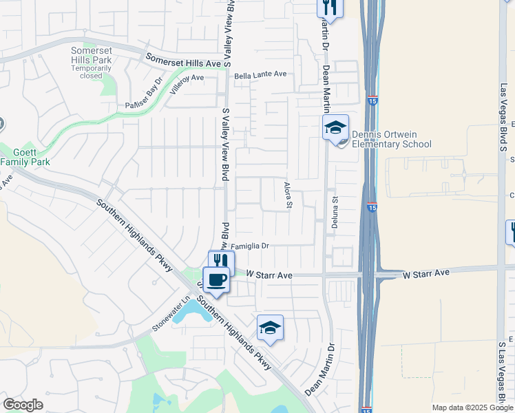 map of restaurants, bars, coffee shops, grocery stores, and more near 11117 Romola Street in Las Vegas