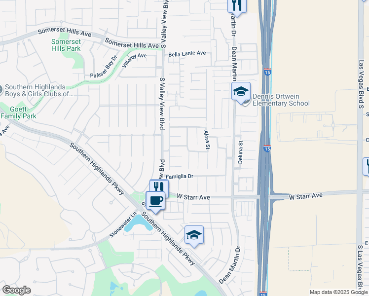 map of restaurants, bars, coffee shops, grocery stores, and more near 11117 Romola Street in Las Vegas