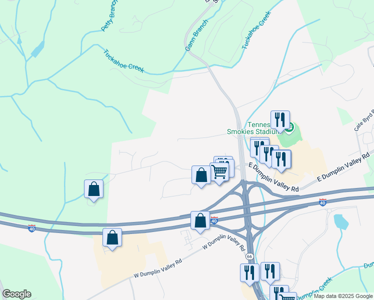 map of restaurants, bars, coffee shops, grocery stores, and more near 168 Bass Pro Drive in Kodak