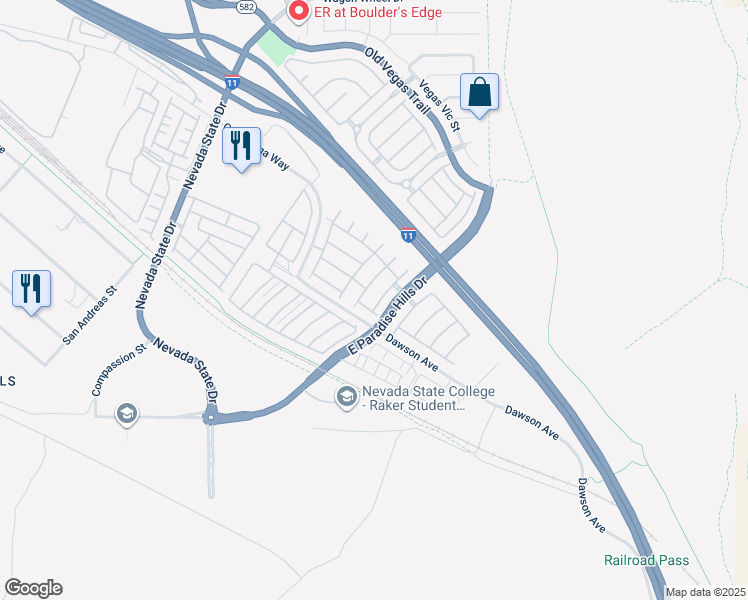 map of restaurants, bars, coffee shops, grocery stores, and more near 1099 Sheer Paradise Lane in Henderson