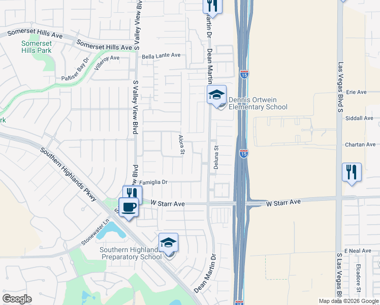 map of restaurants, bars, coffee shops, grocery stores, and more near 11105 Verismo Street in Las Vegas