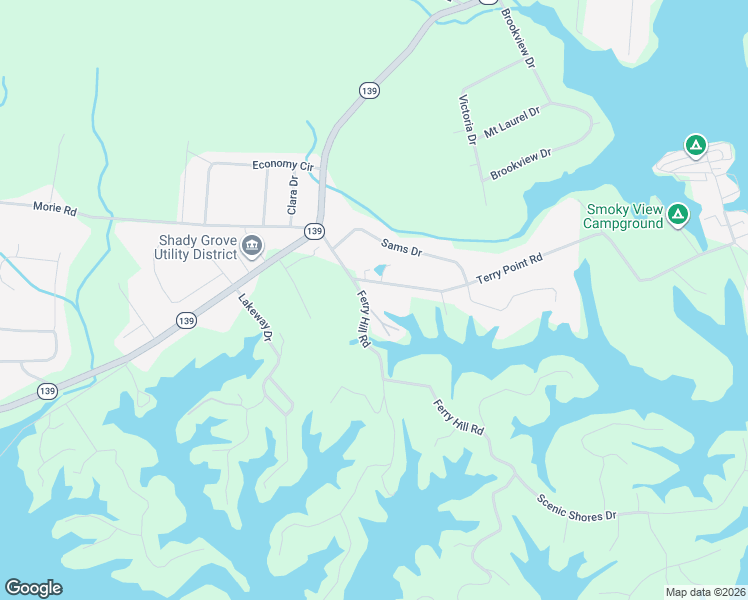 map of restaurants, bars, coffee shops, grocery stores, and more near 1710 Ferry Hill Road in Dandridge