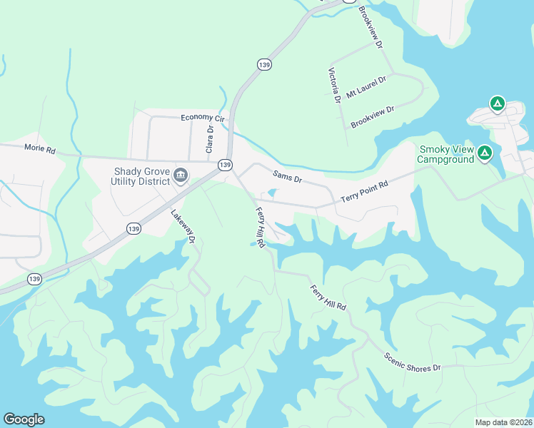 map of restaurants, bars, coffee shops, grocery stores, and more near 1710 Ferry Hill Road in Dandridge