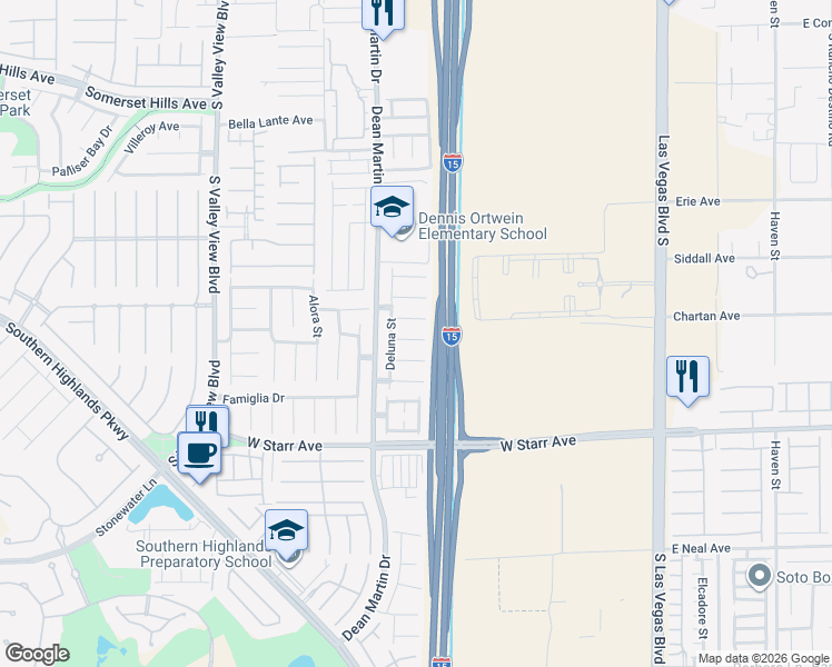 map of restaurants, bars, coffee shops, grocery stores, and more near 3049 Scalise Court in Las Vegas