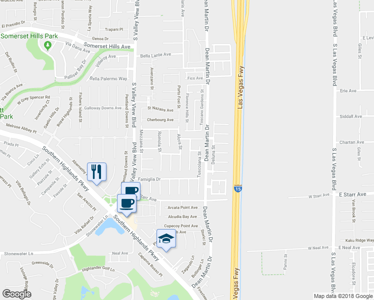 map of restaurants, bars, coffee shops, grocery stores, and more near 11105 Verismo Street in Las Vegas