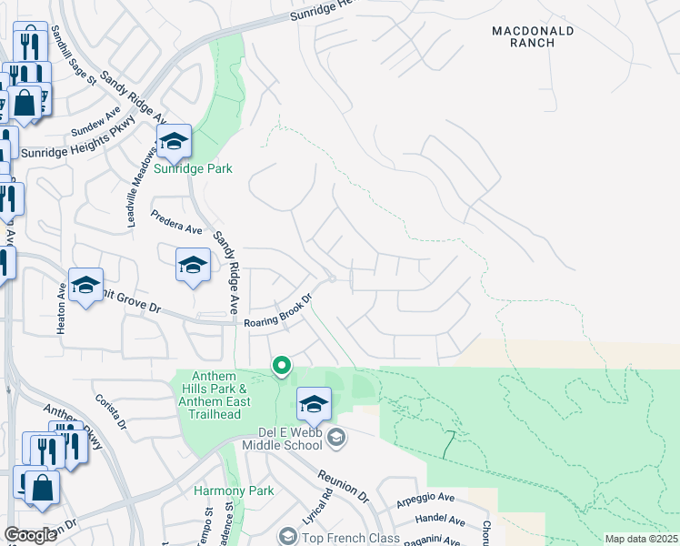 map of restaurants, bars, coffee shops, grocery stores, and more near 2231 Double Tree Avenue in Henderson