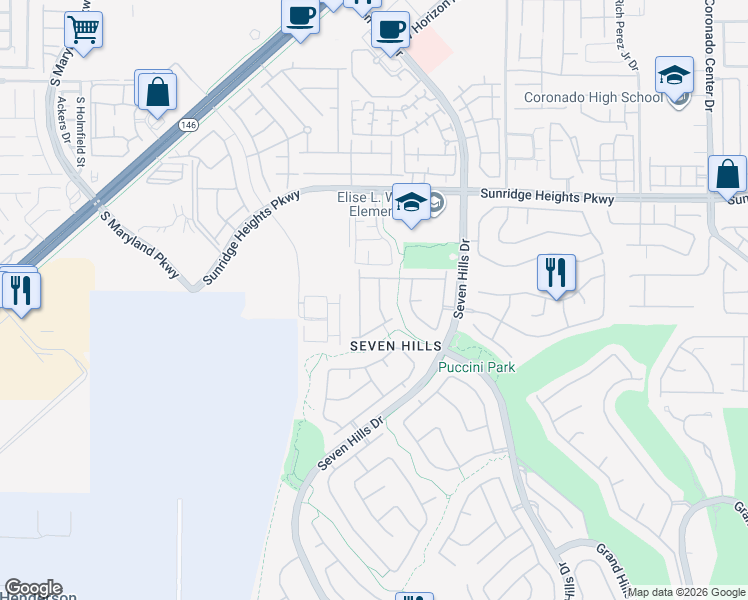 map of restaurants, bars, coffee shops, grocery stores, and more near 1122 Cathedral Ridge Street in Henderson