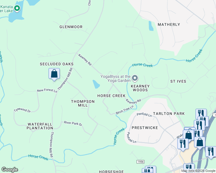 map of restaurants, bars, coffee shops, grocery stores, and more near 2305 Rachel Drive in Wake Forest