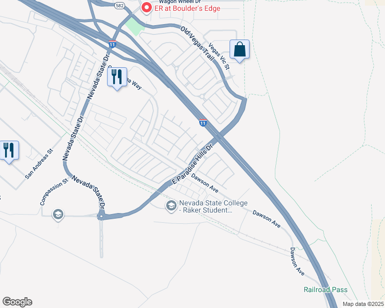 map of restaurants, bars, coffee shops, grocery stores, and more near 1086 Sheer Paradise Lane in Henderson
