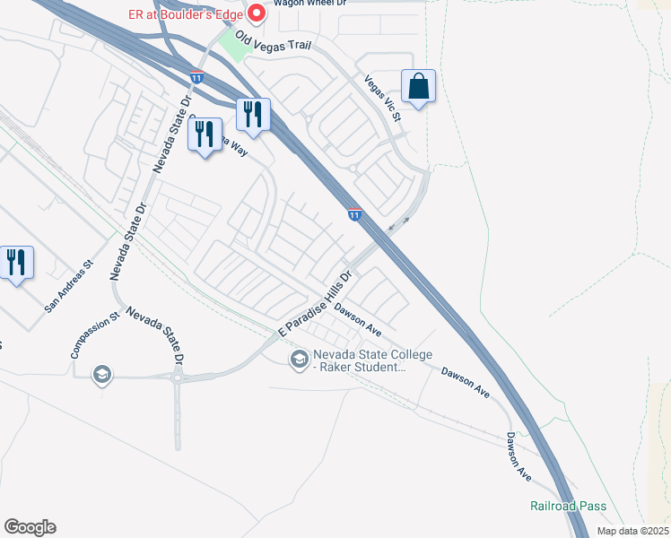 map of restaurants, bars, coffee shops, grocery stores, and more near 1082 Sheer Paradise Lane in Henderson