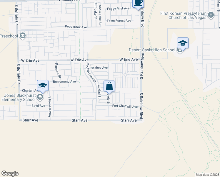 map of restaurants, bars, coffee shops, grocery stores, and more near 11094 Fort Bowie Street in Las Vegas