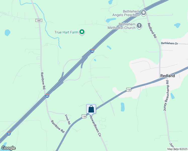 map of restaurants, bars, coffee shops, grocery stores, and more near 222 Shallowbrook Drive in Advance