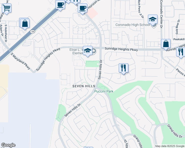map of restaurants, bars, coffee shops, grocery stores, and more near 3096 Maple Ridge Court in Henderson