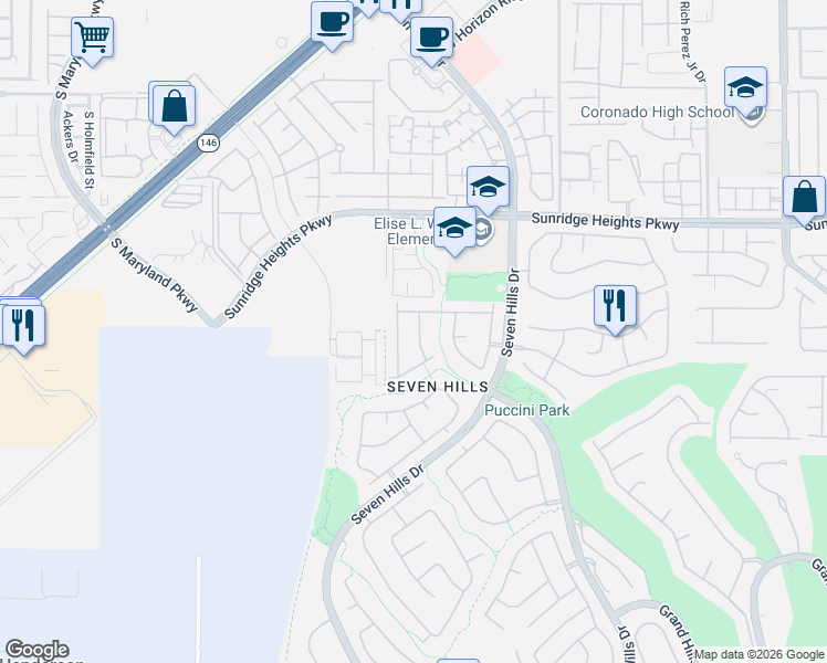 map of restaurants, bars, coffee shops, grocery stores, and more near 1122 Cathedral Ridge Street in Henderson