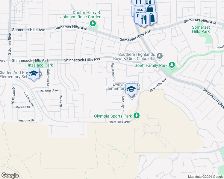 map of restaurants, bars, coffee shops, grocery stores, and more near 11091 Vallerosa Street in Las Vegas