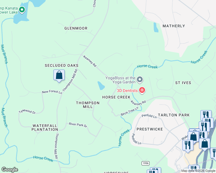 map of restaurants, bars, coffee shops, grocery stores, and more near 2305 Rachel Drive in Wake Forest