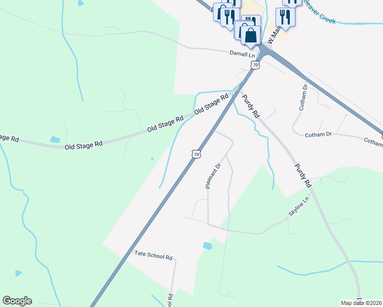map of restaurants, bars, coffee shops, grocery stores, and more near 18355 West Main Street in Huntingdon