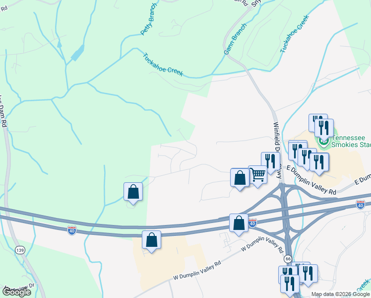map of restaurants, bars, coffee shops, grocery stores, and more near 177 Bass Pro Drive in Kodak