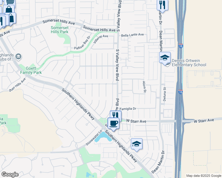 map of restaurants, bars, coffee shops, grocery stores, and more near 11083 Pentland Downs St in Las Vegas