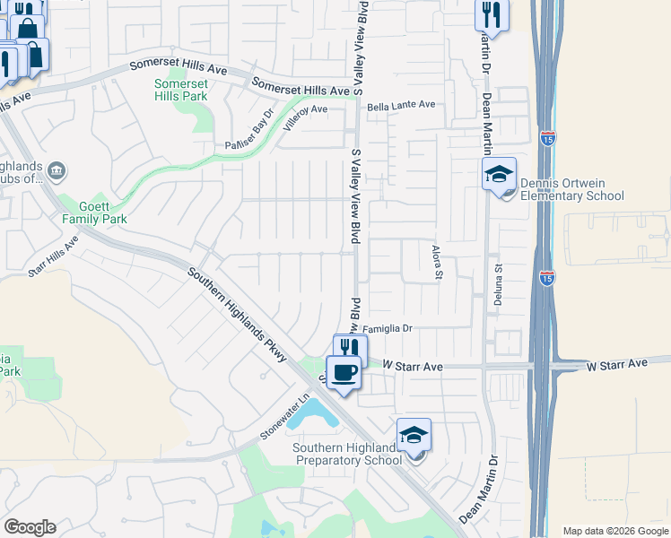 map of restaurants, bars, coffee shops, grocery stores, and more near 11083 Pentland Downs Street in Las Vegas