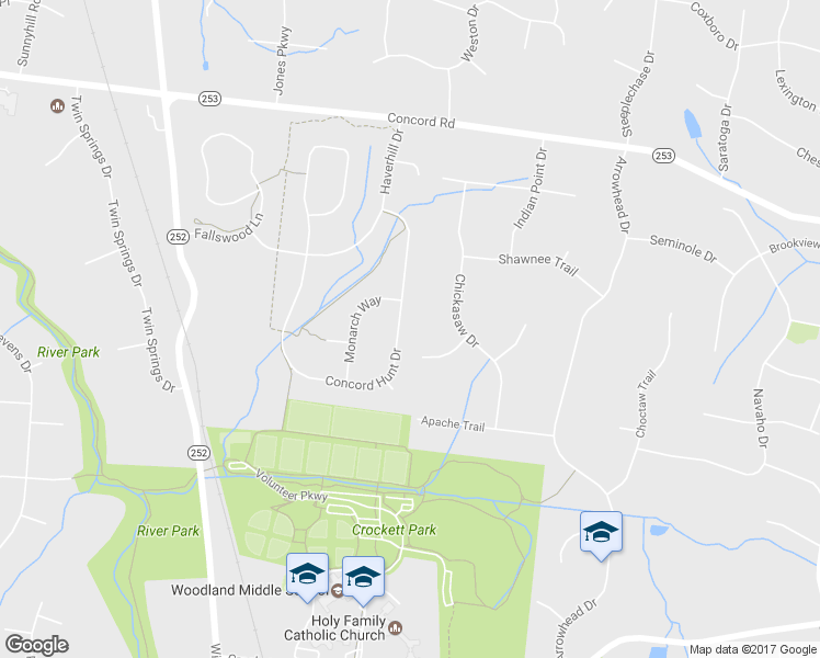 map of restaurants, bars, coffee shops, grocery stores, and more near 1219 Concord Hunt Drive in Brentwood