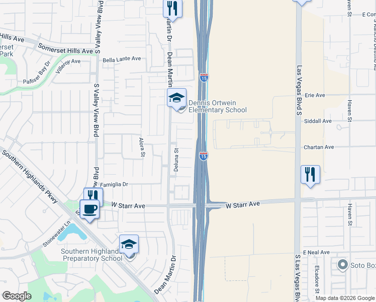 map of restaurants, bars, coffee shops, grocery stores, and more near 3049 Scalise Court in Las Vegas