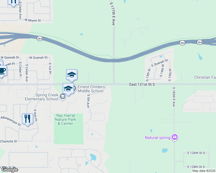 map of restaurants, bars, coffee shops, grocery stores, and more near 804 East Union Street in Broken Arrow