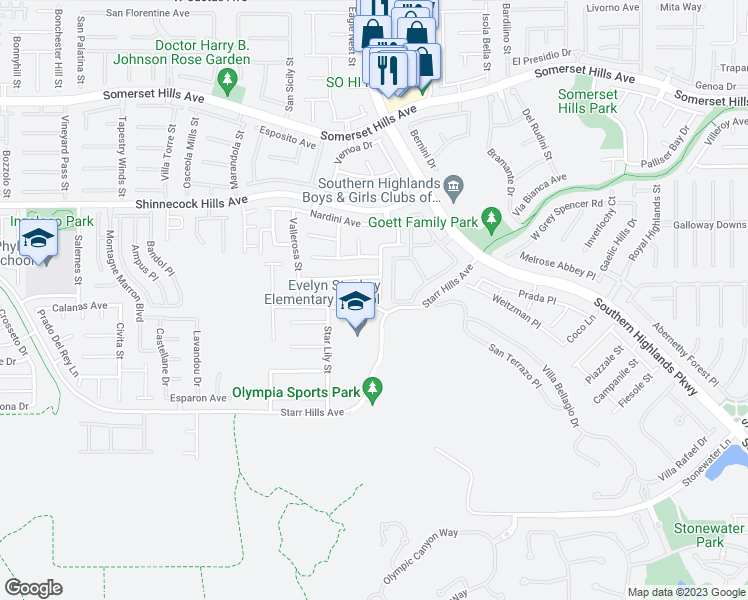 map of restaurants, bars, coffee shops, grocery stores, and more near 11085 Zampino Street in Las Vegas