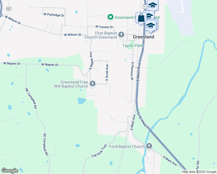 map of restaurants, bars, coffee shops, grocery stores, and more near 295 West Shadow Drive in Fayetteville
